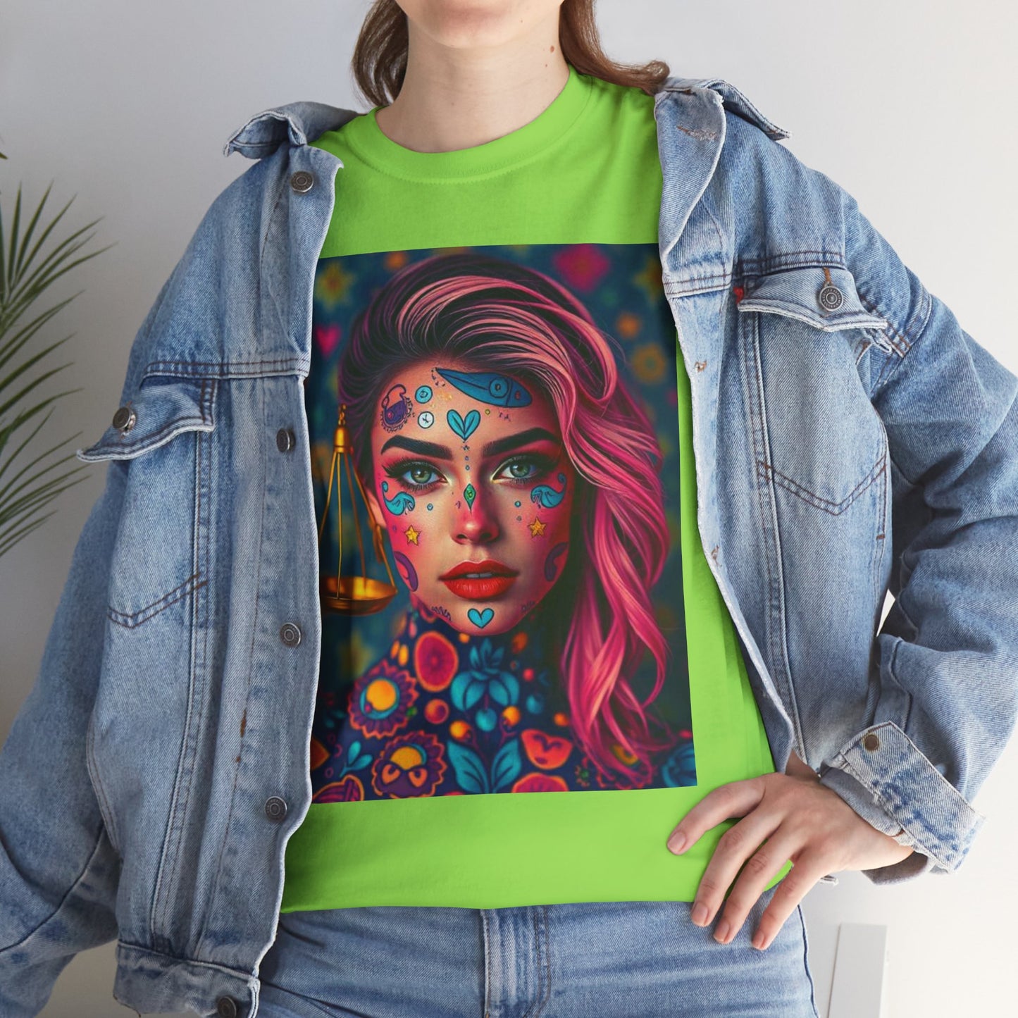 Unisex Heavy Cotton T-Shirt, Libra, Zodiac v2, Sexy Art