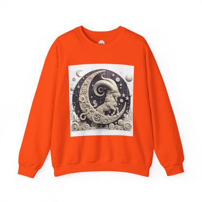 Unisex Heavy Blend™ Crewneck Sweatshirt, Stone Moon, Capricorn Zodiac Design