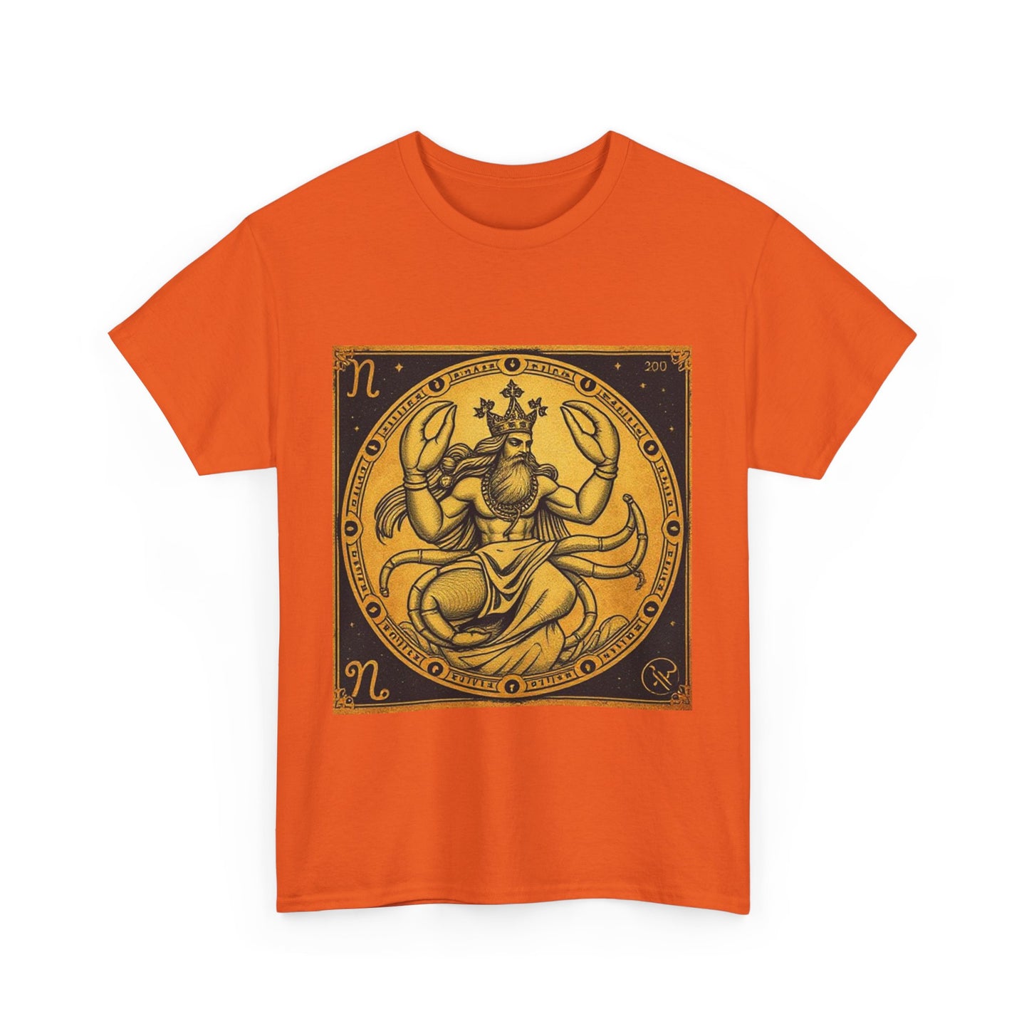 Unisex Heavy Cotton T-Shirt, Crab King v1, Cancer Zodiac Design