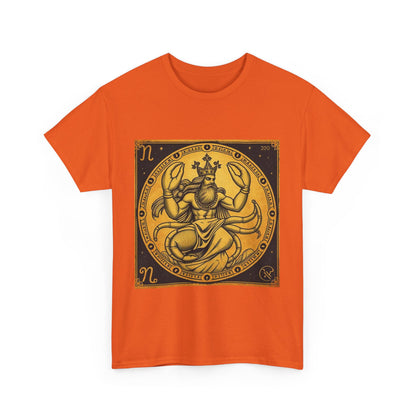 Unisex Heavy Cotton T-Shirt, Crab King v1, Cancer Zodiac Design