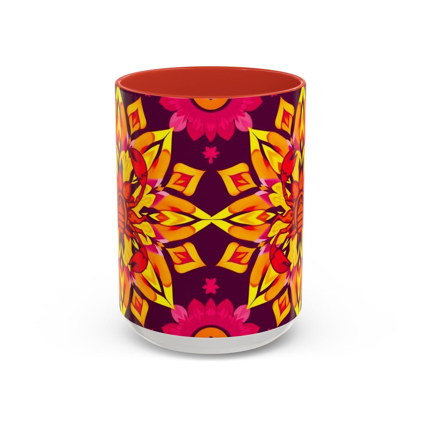 Accent Coffee Mug, Scorpio, Zodiac v1. Flower Pattern, (11, 15oz)
