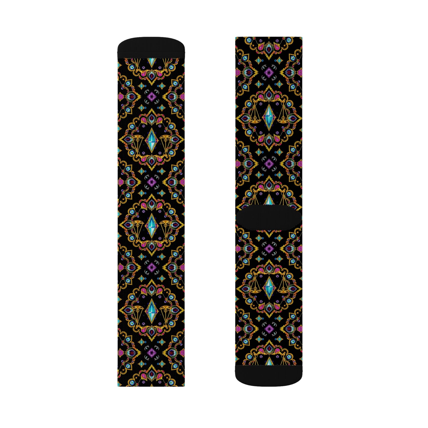 Sublimation Socks, Libra, Zodiac v3, Jewel Pattern