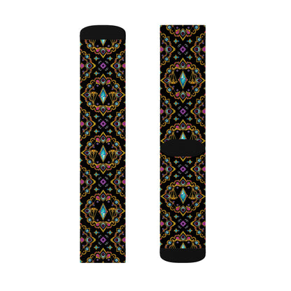 Sublimation Socks, Libra, Zodiac v3, Jewel Pattern