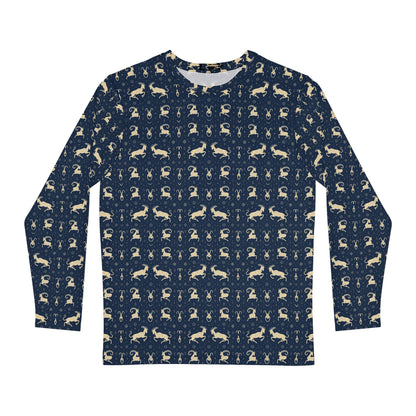 Men's Long Sleeve Shirt, (AOP), Capricorn, Zodiac v4, Pattern