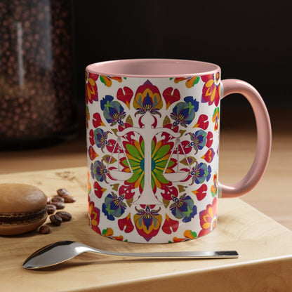 Accent Coffee Mug, Libra, Zodiac v1, Flower Pattern, (11, 15oz)
