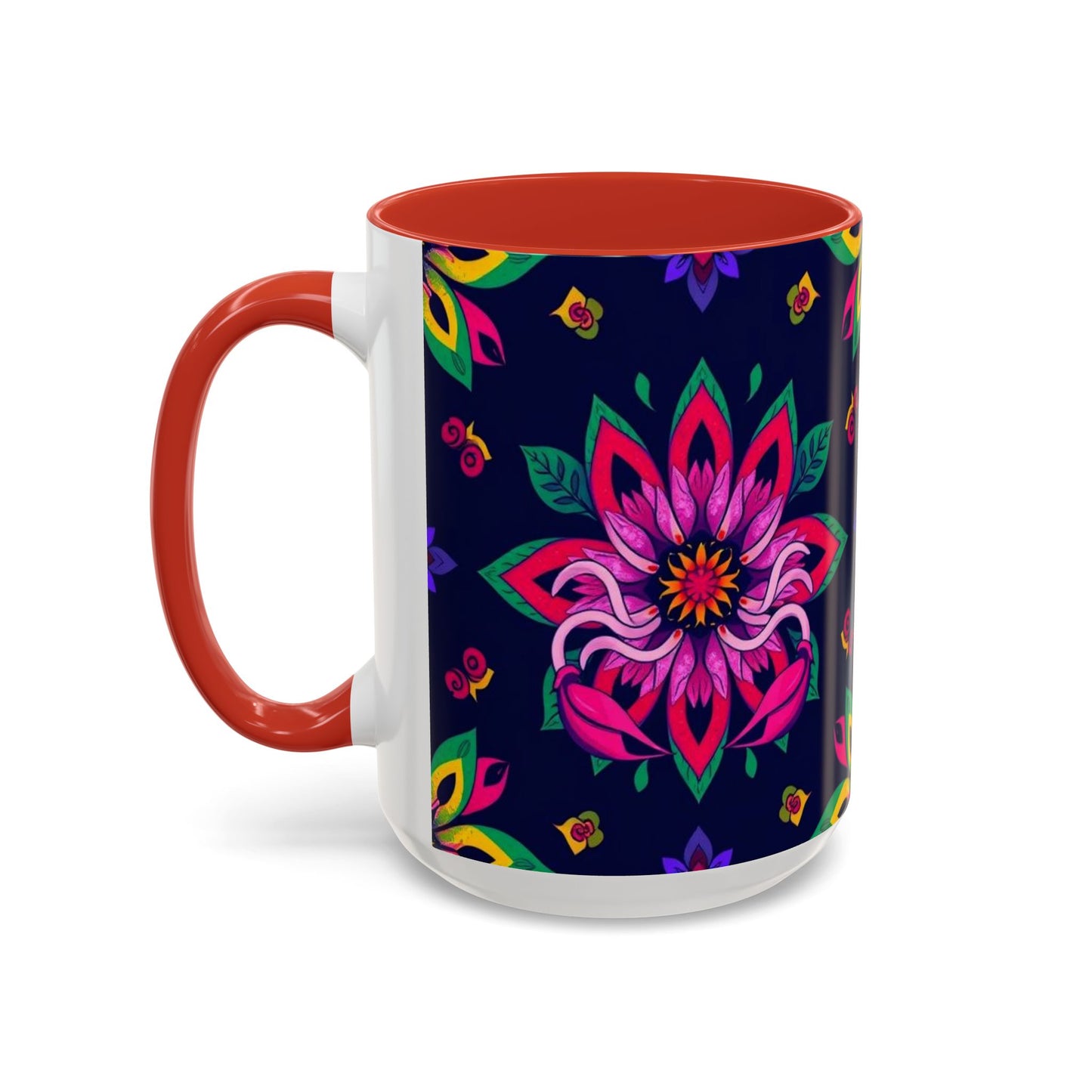 Accent Coffee Mug, Scorpio, Zodiac v4. Flower Pattern, (11, 15oz)