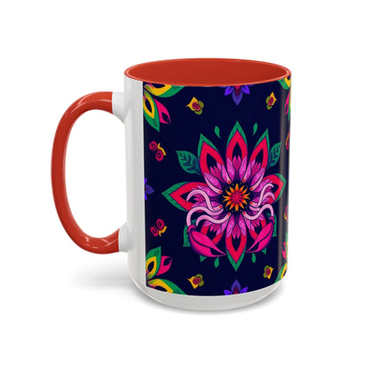 Accent Coffee Mug, Scorpio, Zodiac v4. Flower Pattern, (11, 15oz)