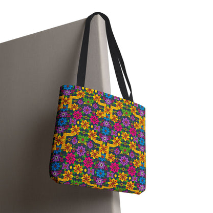 Tote Bag, (AOP), Gemini, Zodiac v2, Flower Pattern