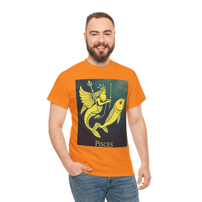Unisex Heavy Cotton T-Shirt, Pisces Quuen v1, Zodiac Design