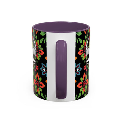 Accent Coffee Mug, Taurus, Zodiac v2. Flower Pattern, (11, 15oz)