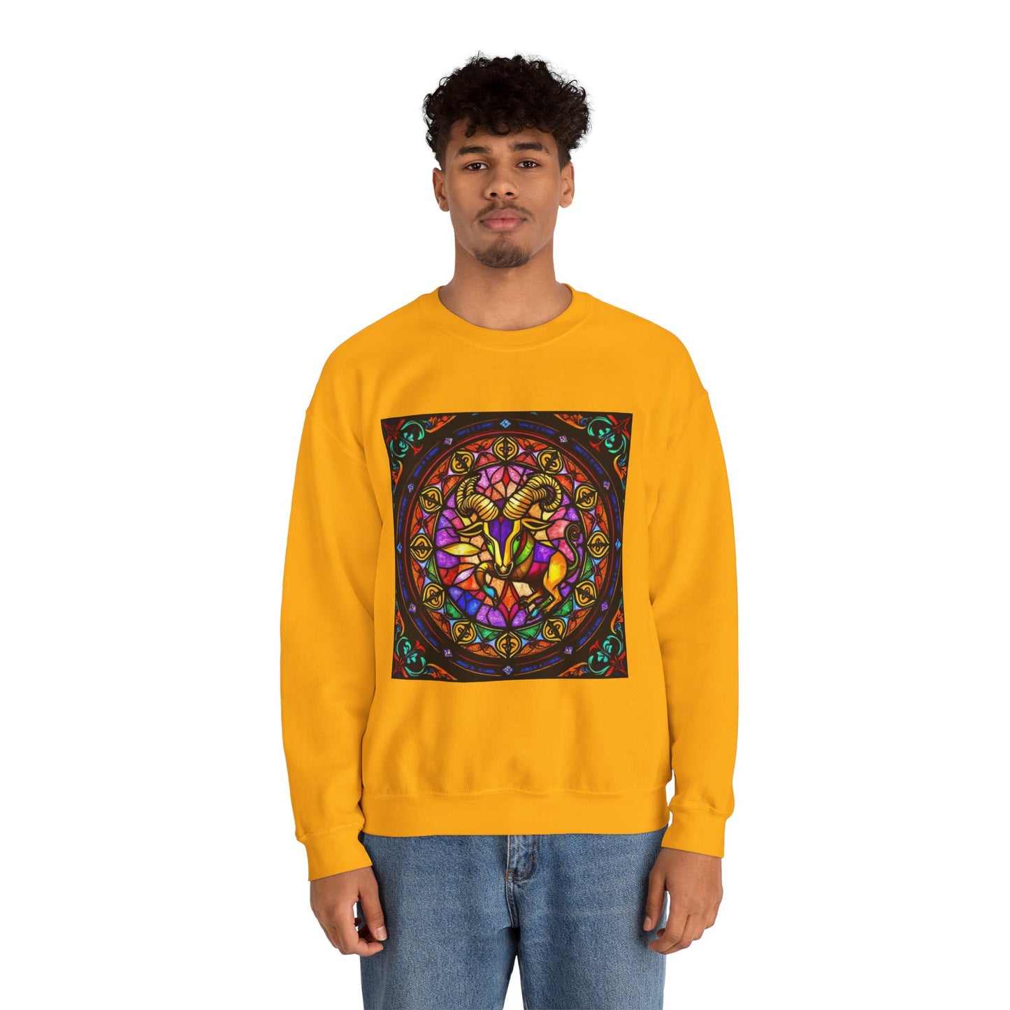 Unisex Heavy Blend™ Crewneck Sweatshirt, Glass 1, Taurus Zodiac Design