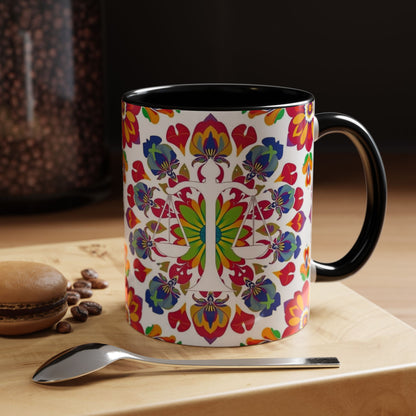 Accent Coffee Mug, Libra, Zodiac v1, Flower Pattern, (11, 15oz)