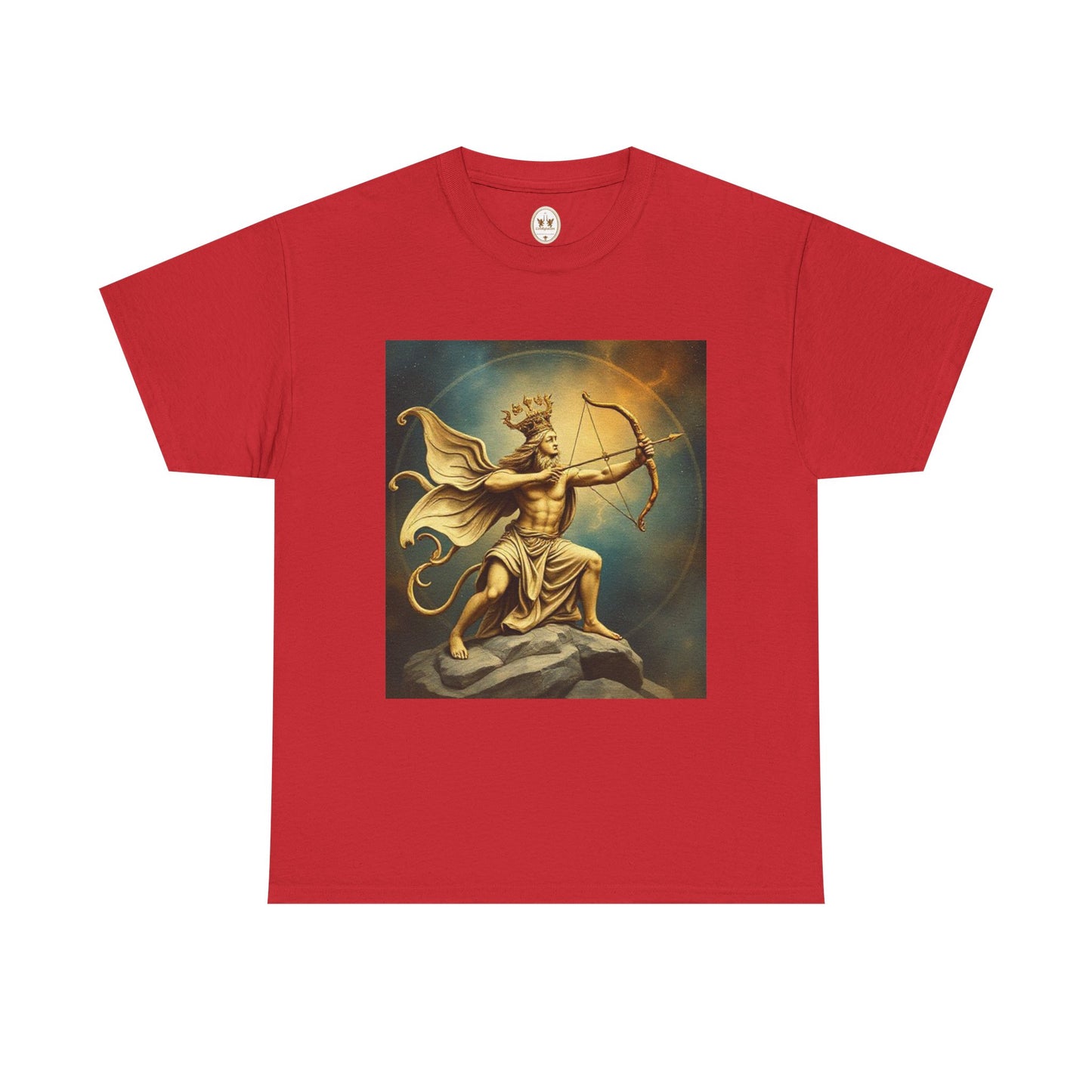 Unisex Heavy Cotton T-Shirt, Sagittarius King, Bow & Arrow v1, Zodiac Design