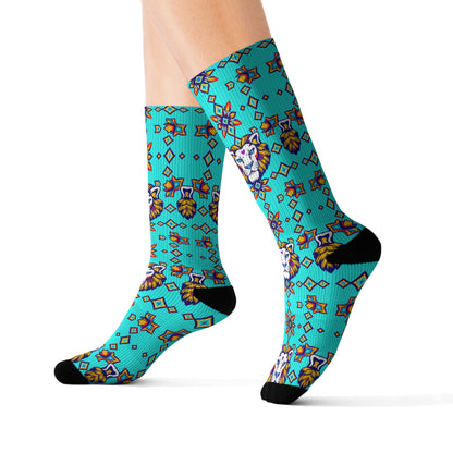 Sublimation Socks, Leo, Zodiac, Jewel Pattern
