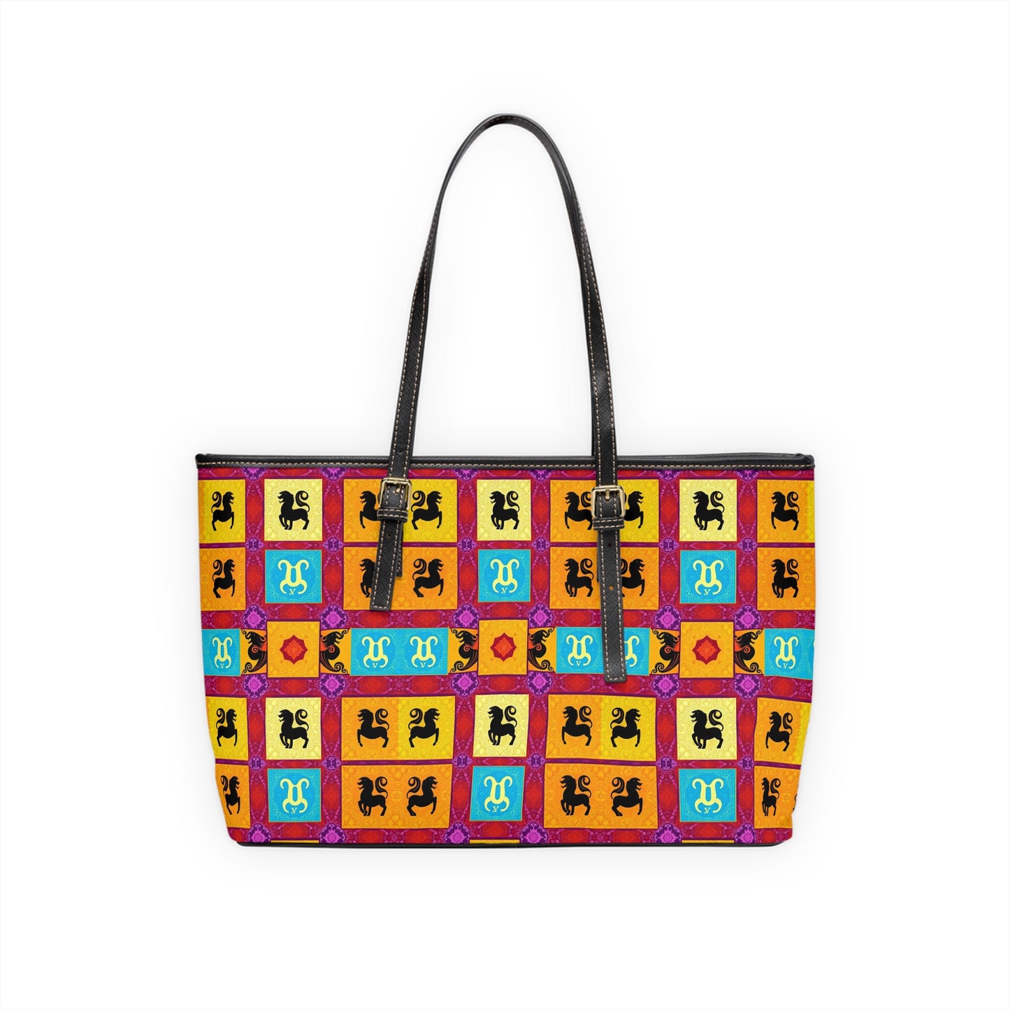 Leather Shoulder Bag, Virgo, Zodiac v4, Shapes Pattern