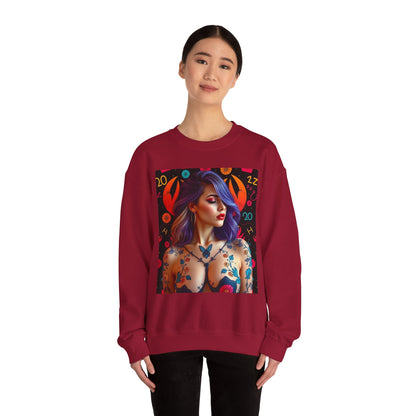 Unisex Heavy Blend™ Crewneck Sweatshirt, Cancer, Zodiac v3, Sexy Pattern