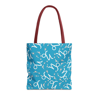 Tote Bag, Capricorn Zodiac Sign, AOP, (Turquoise, White)