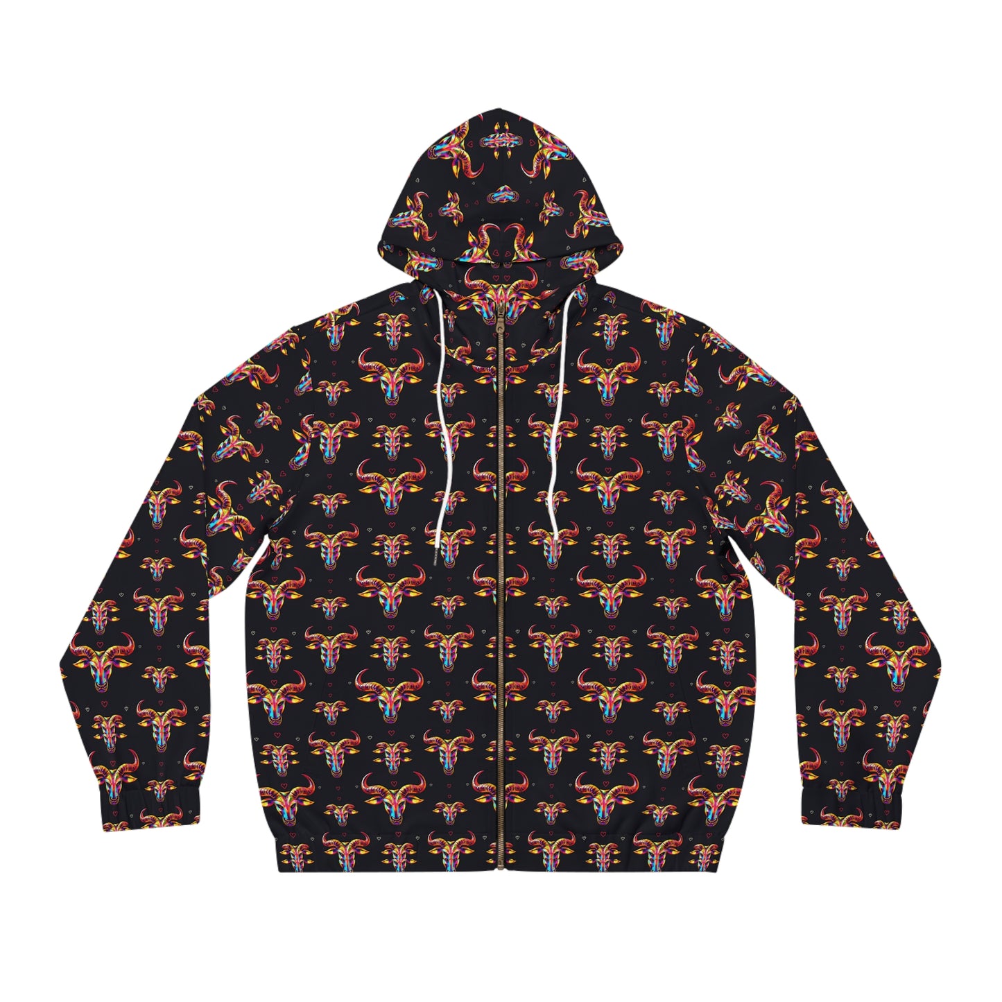 Full-Zip Hoodie (AOP), Taurus, Zodiac, Pattern