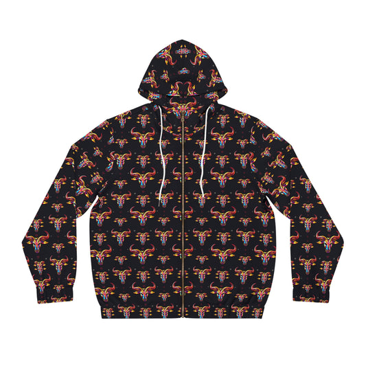 Full-Zip Hoodie (AOP), Taurus, Zodiac, Pattern