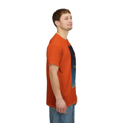 Unisex Heavy Cotton T-Shirt, Space, Libra God, Zodiac Design