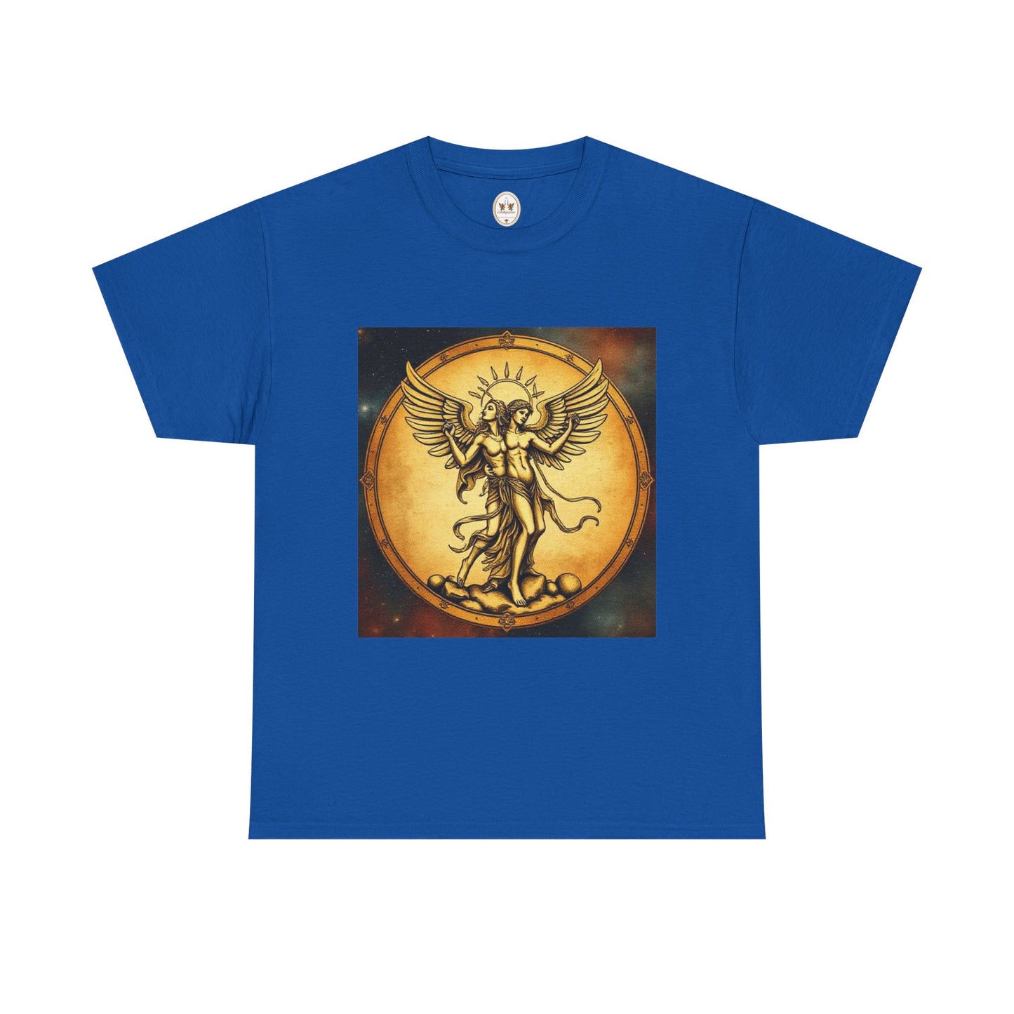 Unisex Heavy Cotton T-Shirt, Twin Angel v1, Gemini Zodiac Design