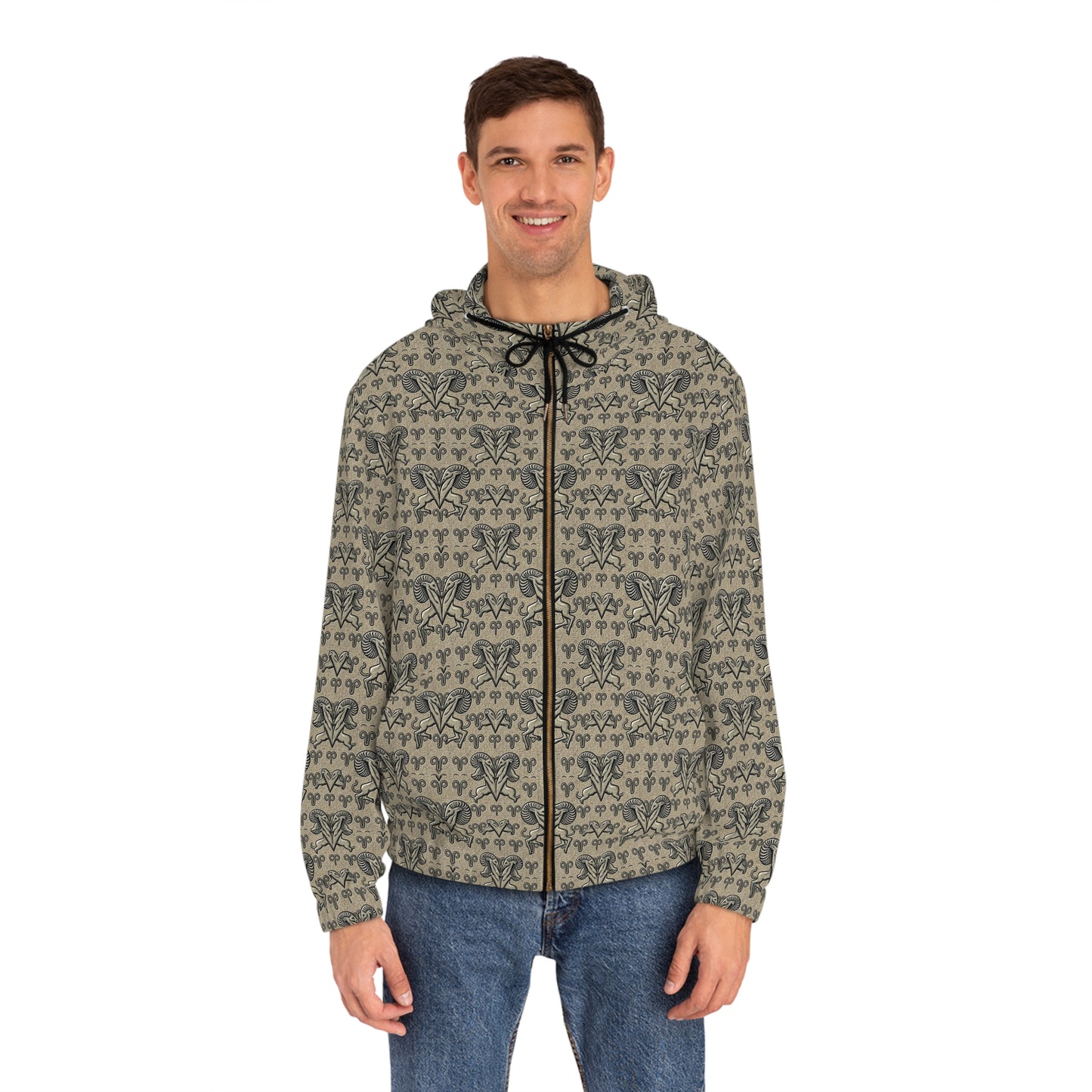 Full-Zip Hoodie (AOP), Aries, Zodiac v2, Pattern