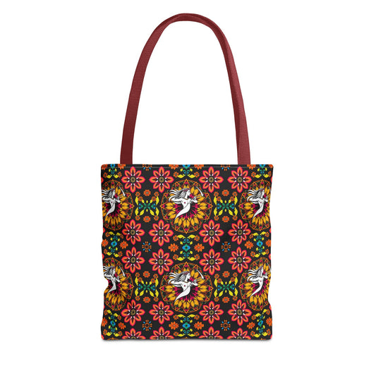 Tote Bag, (AOP), Sagittarius, Zodiac v3, Flower Pattern