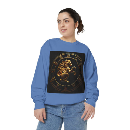 Garment-Dyed Sweatshirt, Unisex, Space Animal Design v1, Virgo