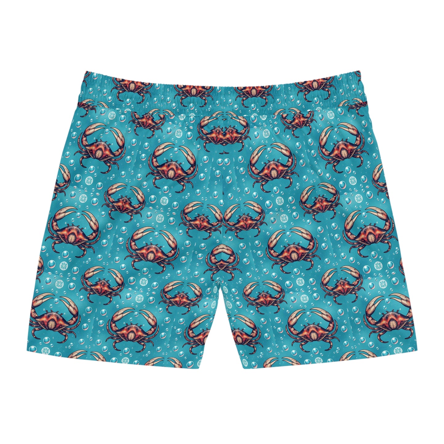 Men's Mid-Length Swim Shorts, (AOP), Cancer, Zodiac v2, Bubble Pattern