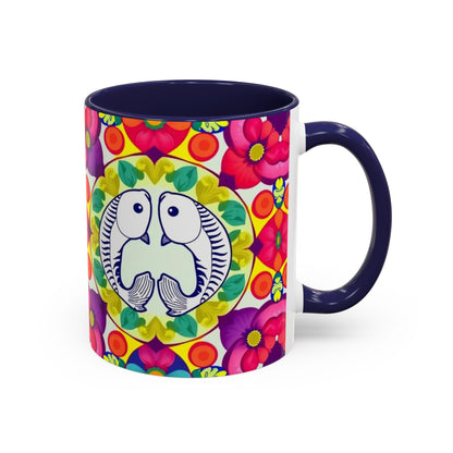 Accent Coffee Mug, Pisces, Zodiac v4, Flower Pattern, (11, 15oz)