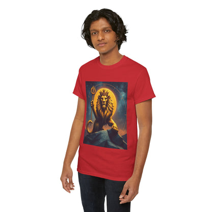 Unisex Heavy Cotton T-Shirt, King of Lions v2, Leo Zodiac Design