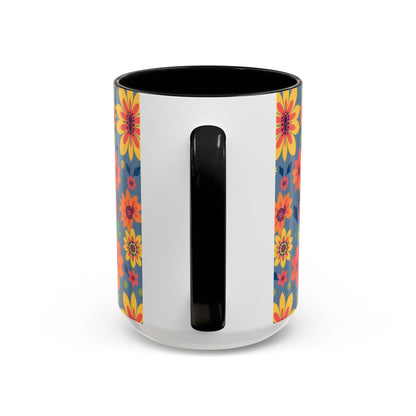 Accent Coffee Mug, Cancer, Zodiac v1, Flower Pattern, (11, 15oz)