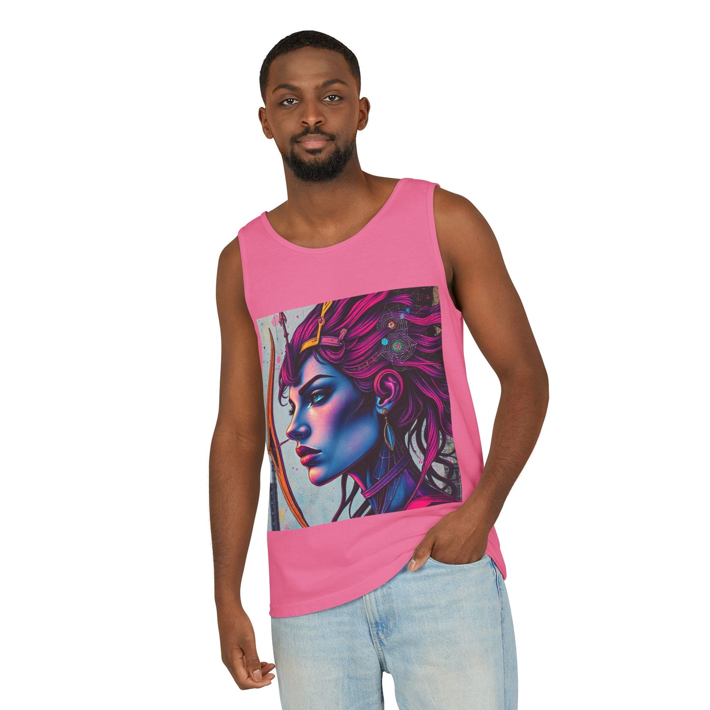 Unisex Garment-Dyed, Tank Top, Sagittarius Design, Pop Art, 100% US cotton