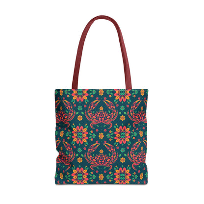 Tote Bag (AOP), Cancer, Zodiac v2, Flower Pattern