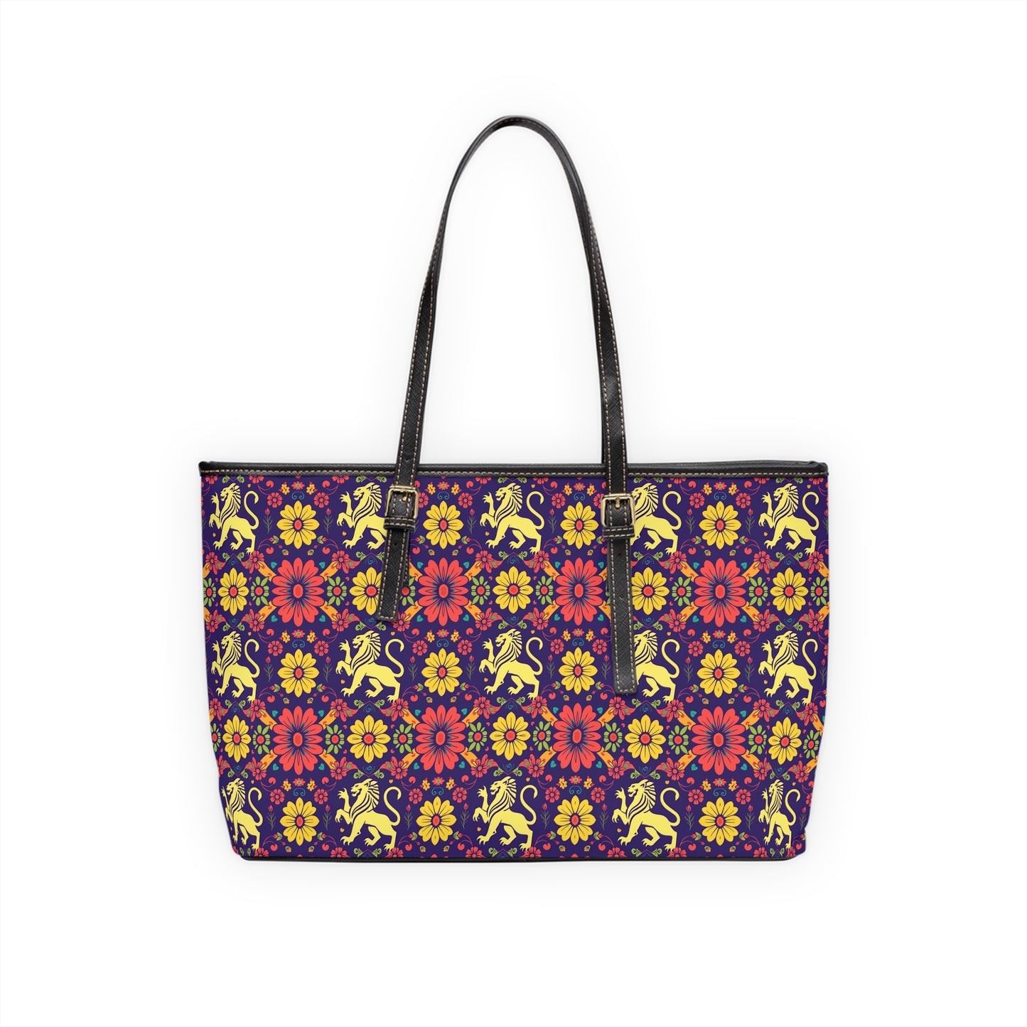 Leather Shoulder Bag, Leo, Zodiac v2, Flower Pattern