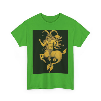 Unisex Heavy Cotton T-Shirt, Capricorn God, Zodiac Design
