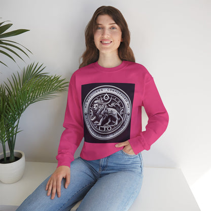Unisex Heavy Blend™ Crewneck Sweatshirt, Lion Coin, Leo Zodiac Design