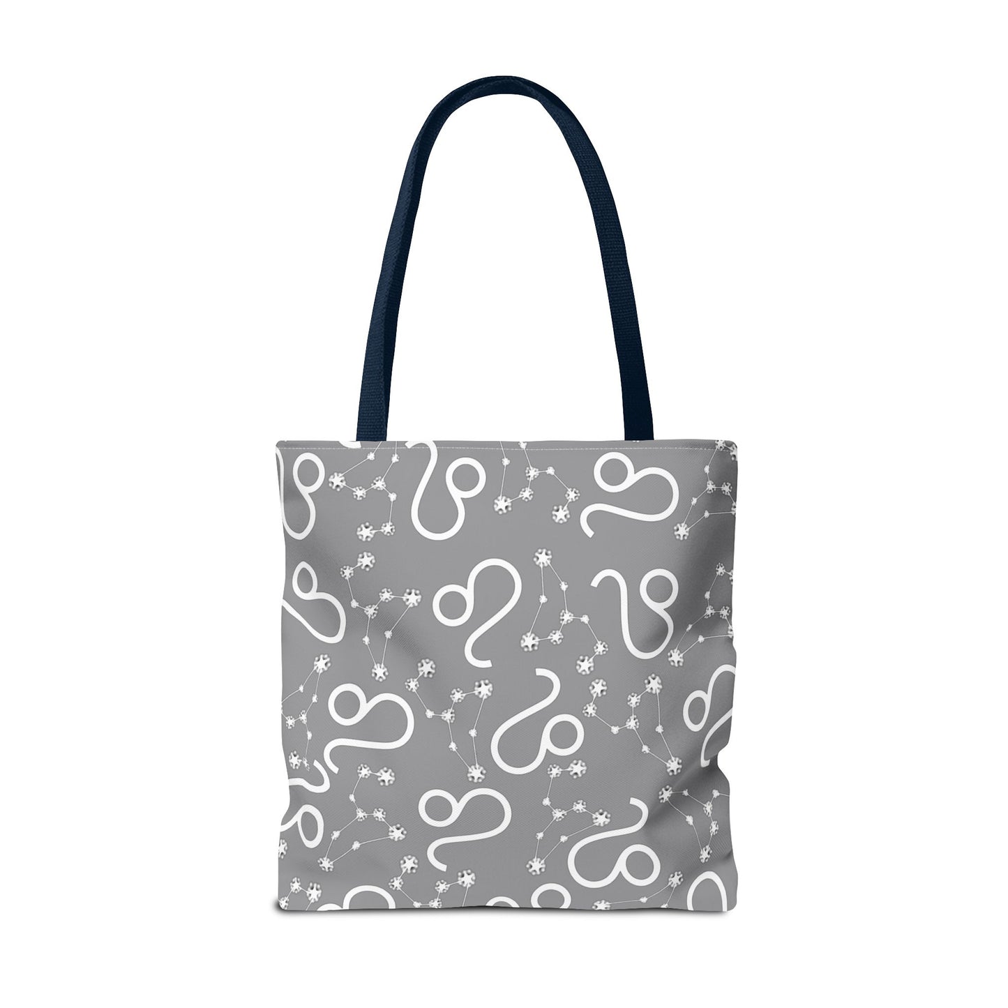 Tote Bag, Leo Zodiac Sign, AOP, (Grey, White)