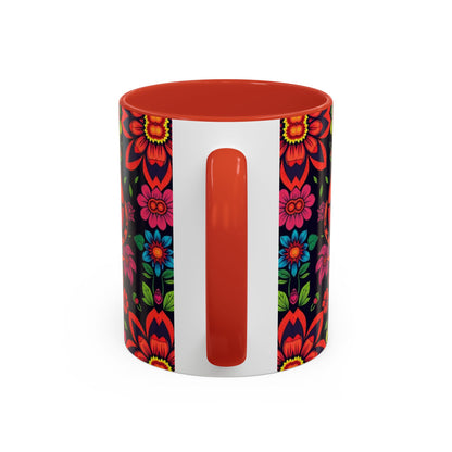 Accent Coffee Mug, Cancer, Zodiac v4, Flower Pattern, (11, 15oz)