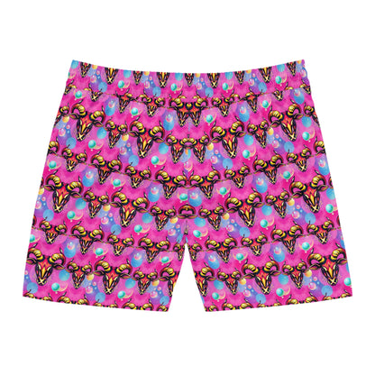 Men's Mid-Length Swim Shorts, (AOP), Taurus, Zodiac v3, Bubble Pattern