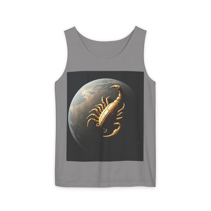 Unisex Garment-Dyed, Tank Top, Scorpio Design, Planet Symbol v1, 100% US cotton