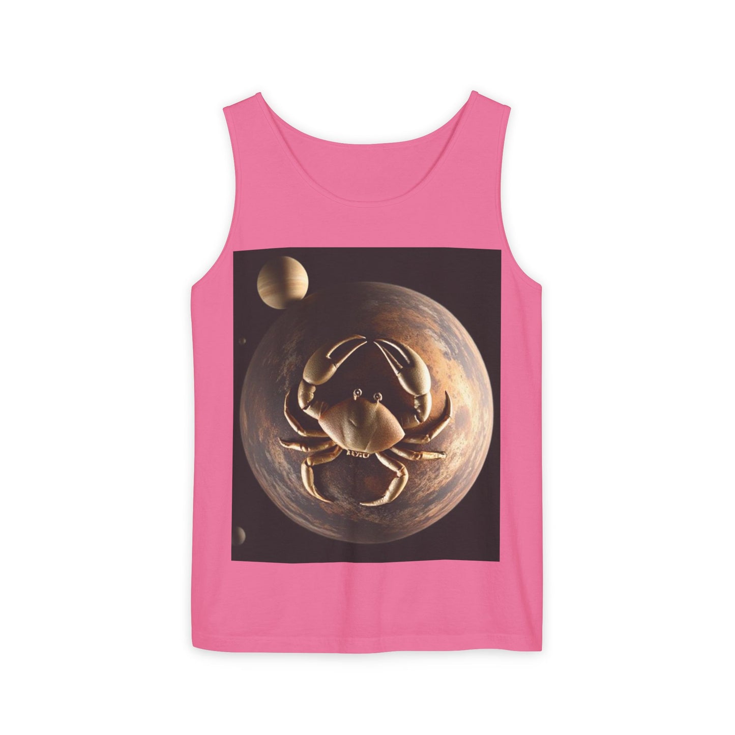 Unisex Garment-Dyed, Tank Top, Cancer Design, Planet Crab v1, 100% US cotton