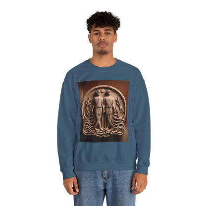 Unisex Heavy Blend™ Crewneck Sweatshirt, Stone Twins, Gemini Zodiac Design