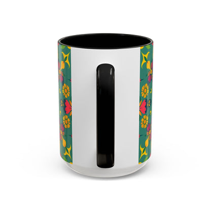 Accent Coffee Mug, Sagittarius, Zodiac. Flower Pattern, (11, 15oz)