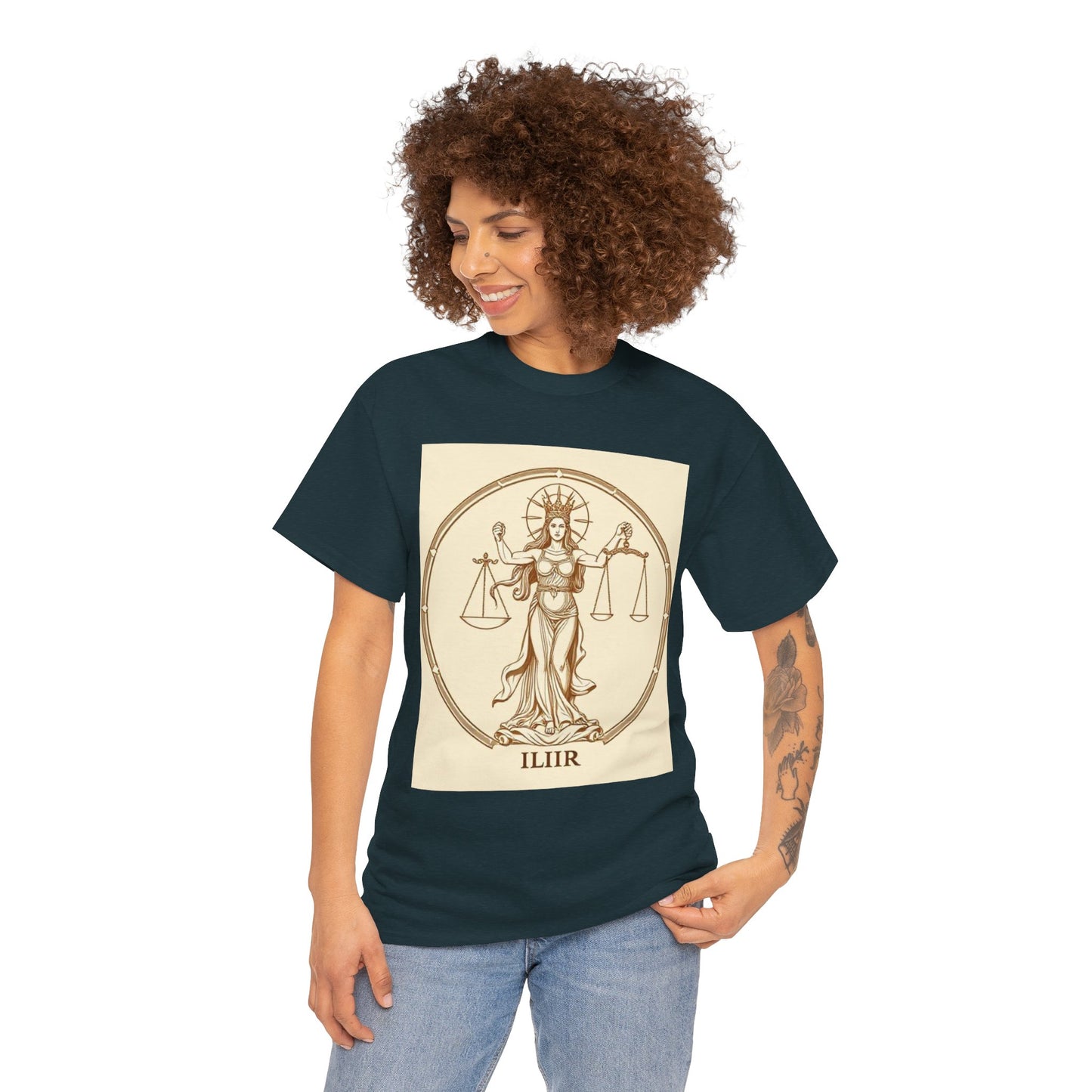 Unisex Heavy Cotton T-Shirt, Libra Goddess v1, Zodiac Design