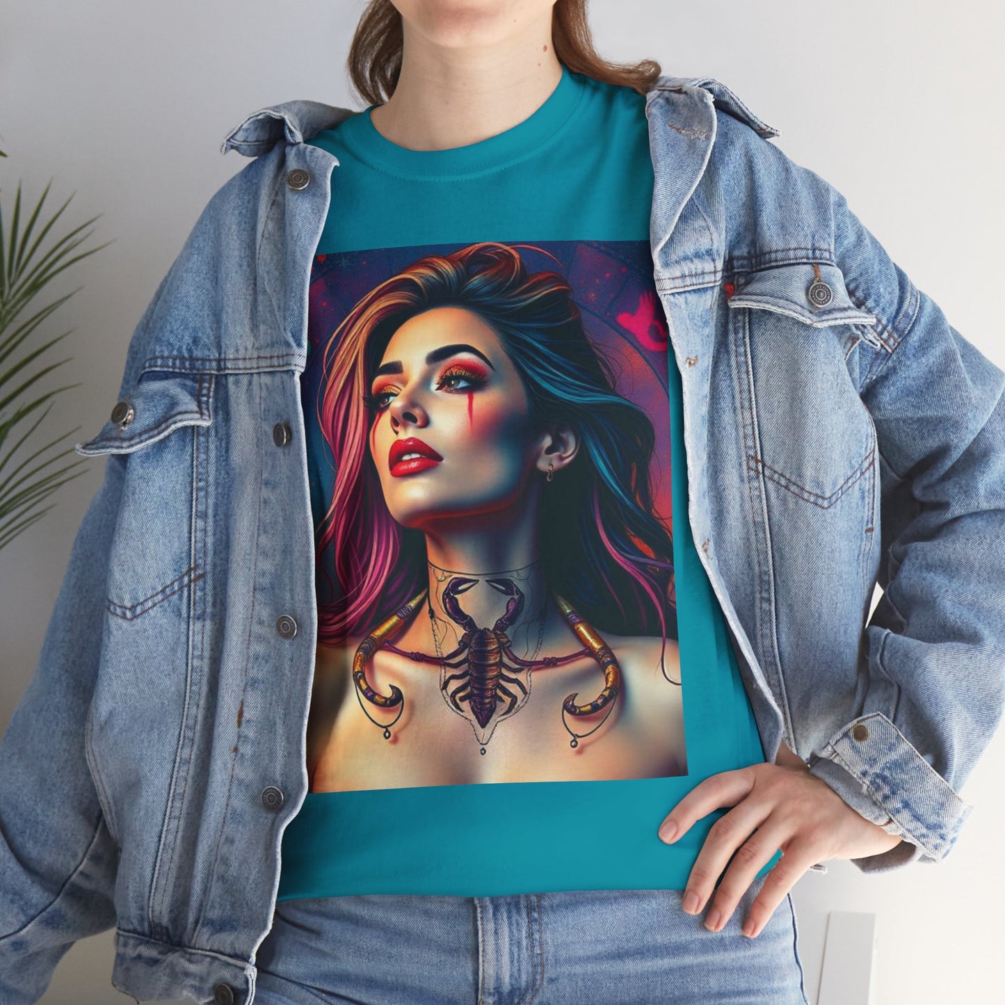 Unisex Heavy Cotton T-Shirt, Scorpio, Zodiac v1, Sexy Art