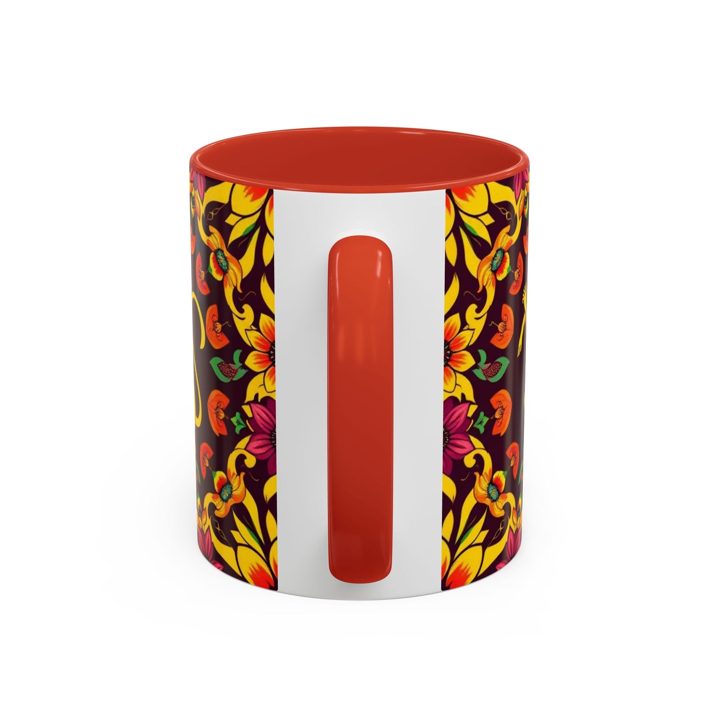 Accent Coffee Mug, Virgo, Zodiac v1. Flower Pattern, (11, 15oz)