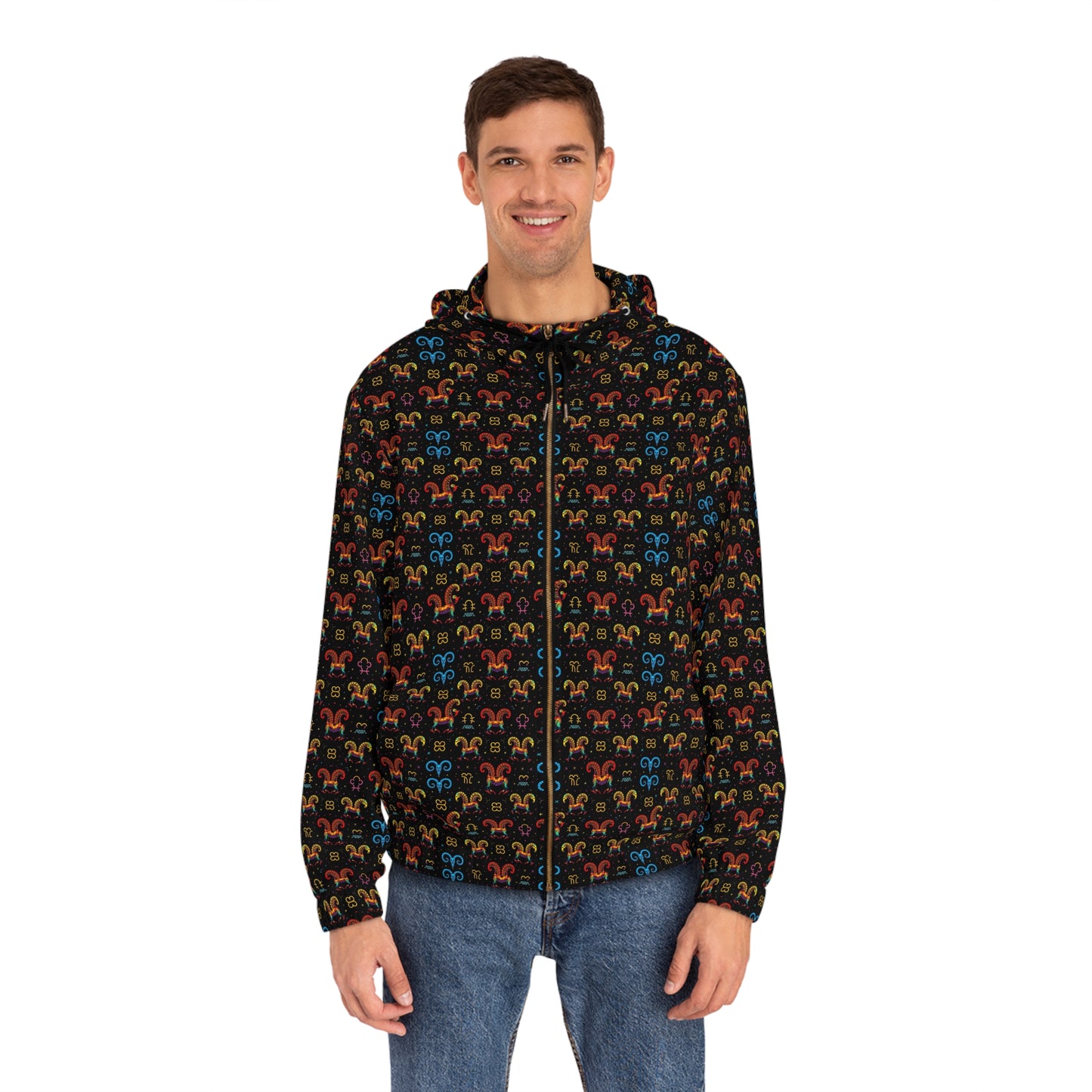 Full-Zip Hoodie (AOP), Aries, Zodiac v1, Pattern