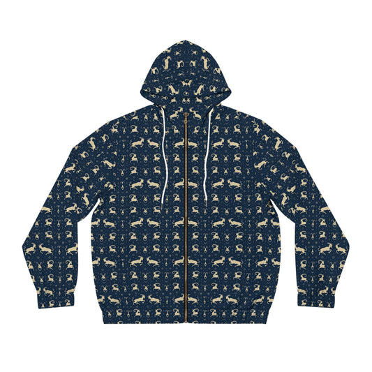Full-Zip Hoodie (AOP), Capricorn, Zodiac v4, Pattern
