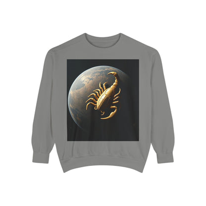 Garment-Dyed Sweatshirt, Unisex, Space Animal Design v1, Scorpio
